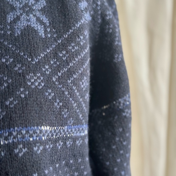 🍦SUNDAE SPRING SALE🍦SNOWFLAKE SWEATER Luxe Navy Wool Metallic We Norwegians XS - Picture 4 of 15